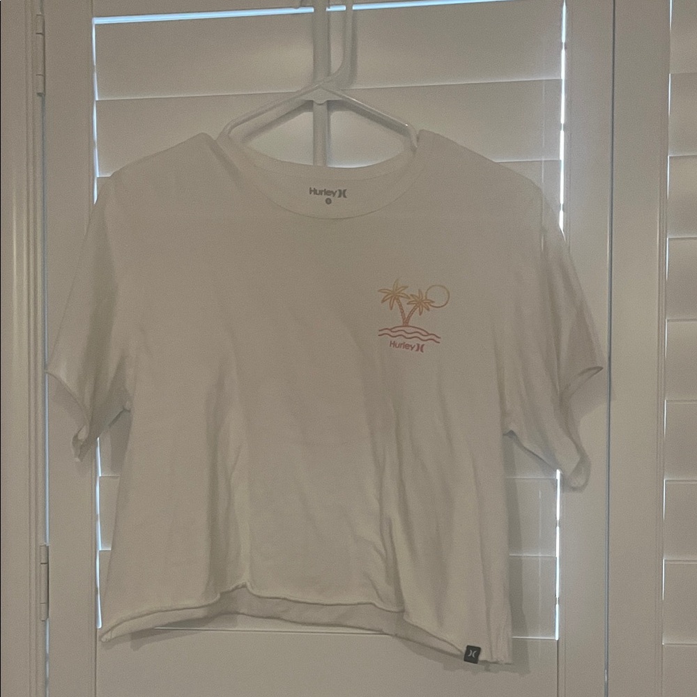 Hurley White Palm Tree Crop Top